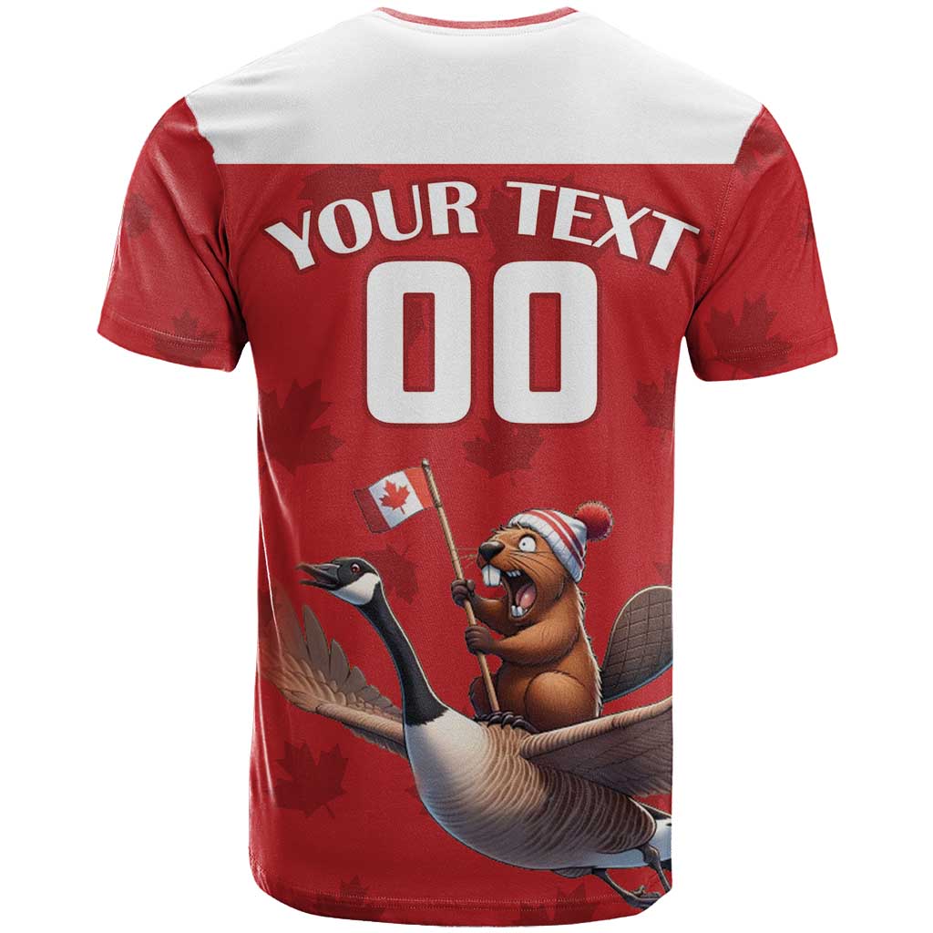 Custom Canada Rugby T-Shirt Beaver Riding A Goose Graphic Tee