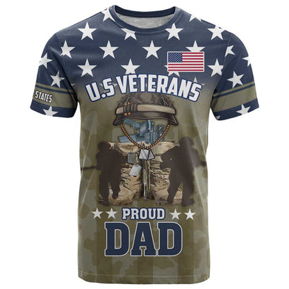 Personalized Veterans Day 2024 T-Shirt U.S Veterans Proud Dad Graphic Tee