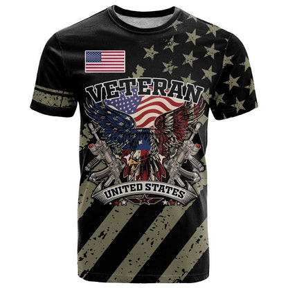 Custom Remembrance Day T-Shirt American Eagle With USA Flags Graphic Tee