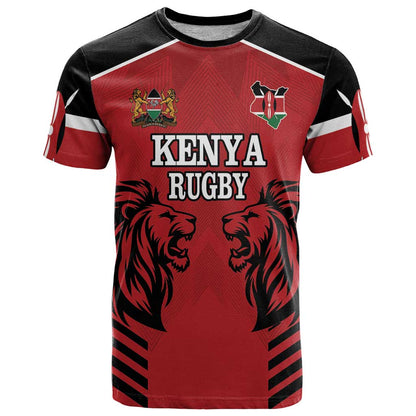 Custom Kenya Rugby T-Shirt African Lion Unique Style Graphic Tee