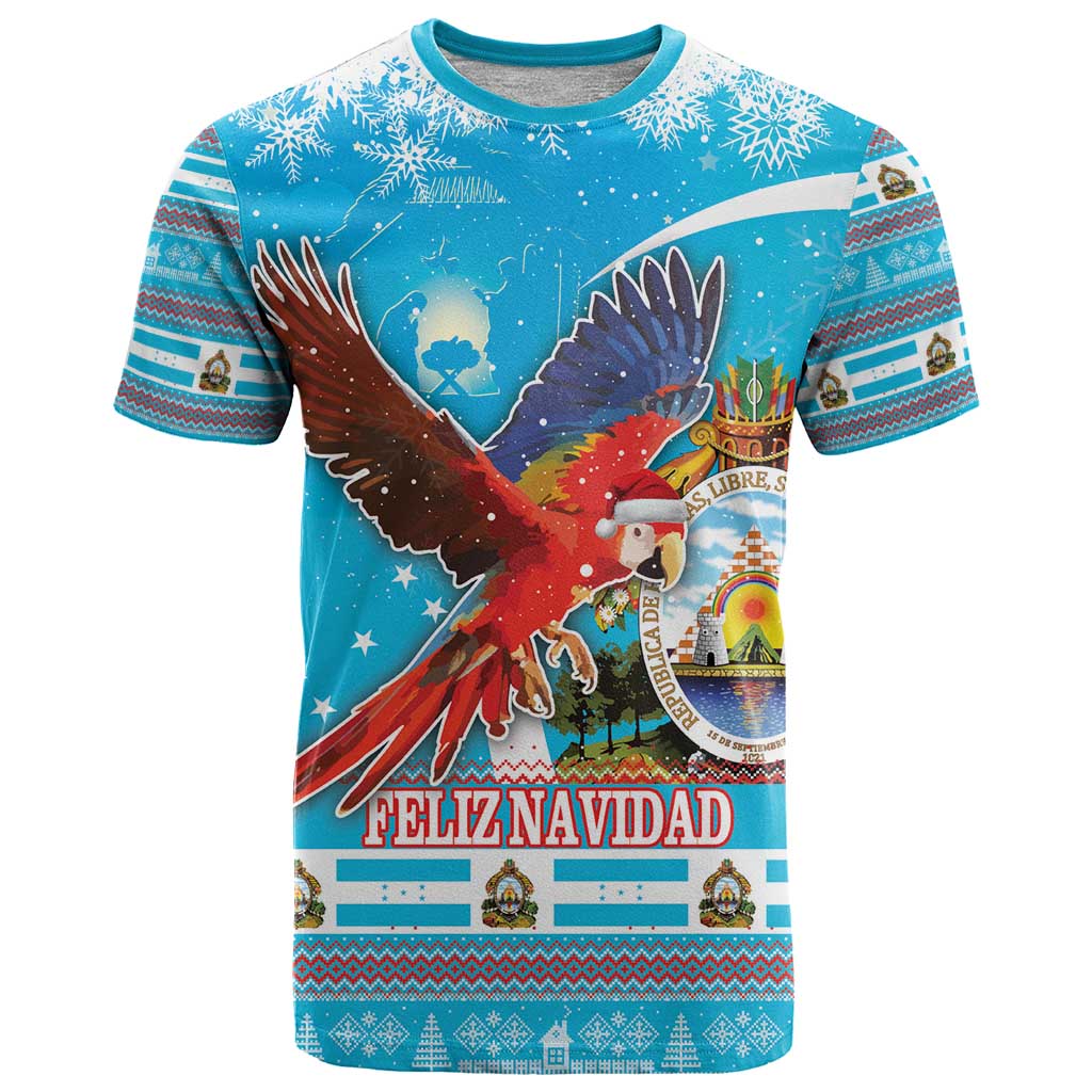 Honduras Christmas T-Shirt Scarlet Macaw Feliz Navidad Graphic Tee