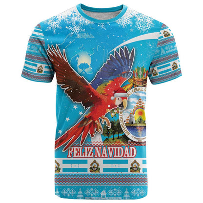 Honduras Christmas T-Shirt Scarlet Macaw Feliz Navidad Graphic Tee