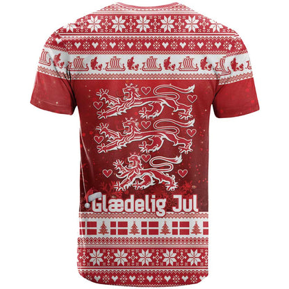 Denmark Christmas T-Shirt Three Danish Lions Graphic Tee