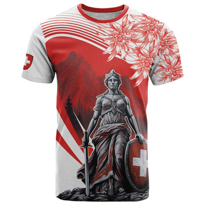 Switzerland Swiss National Day T-Shirt Helvetia Matterhorn Graphic Tee