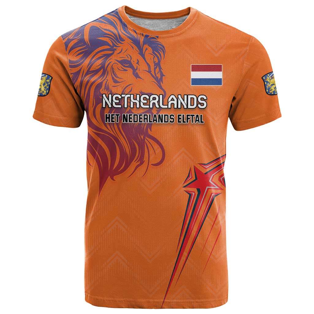 Custom Netherlands Football T-Shirt Oranje Lion Graphic Tee