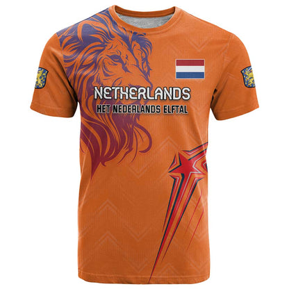 Custom Netherlands Football T-Shirt Oranje Lion Graphic Tee