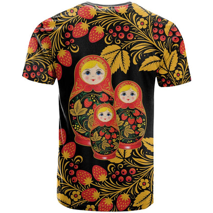 Russian Matryoshka Doll T-Shirt Khokhloma Patterns Graphic Tee