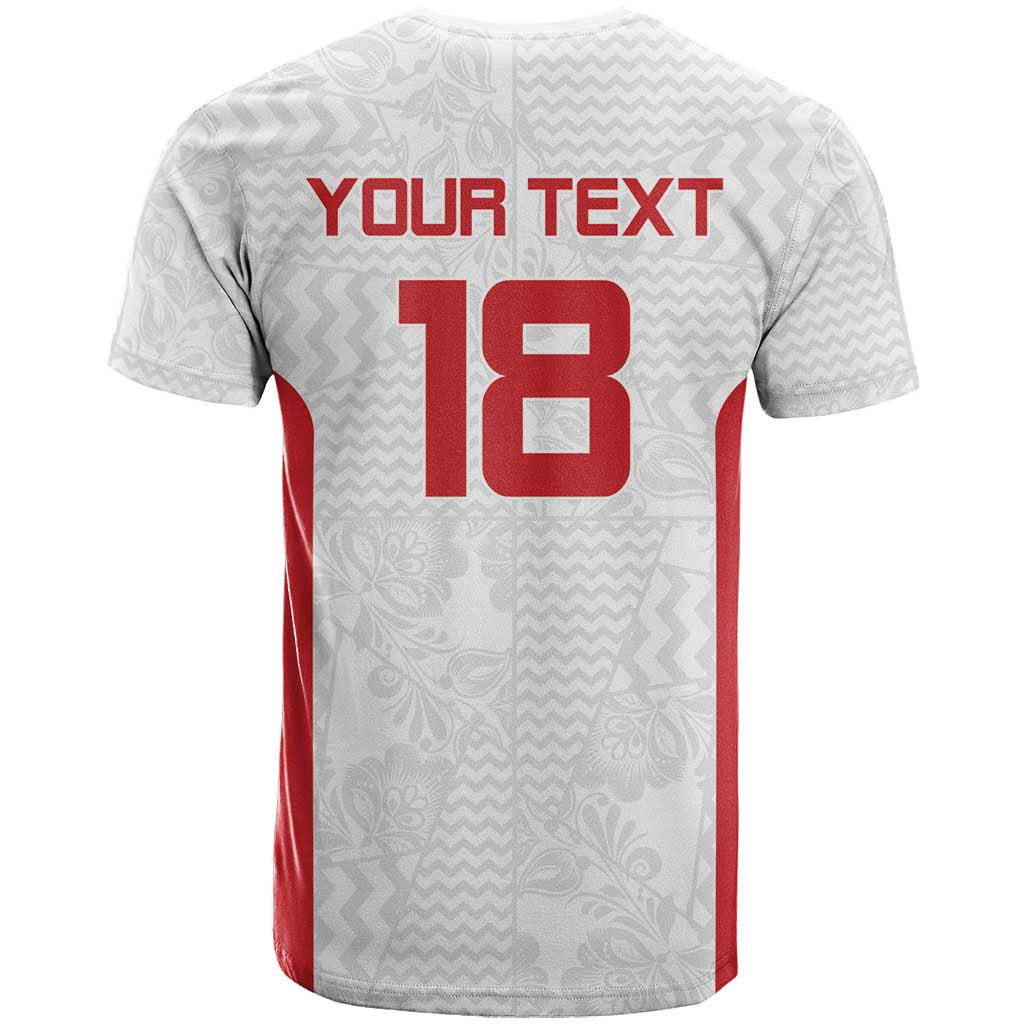Custom Russia Football T-Shirt Nashi Parni Khokhloma Style - White Graphic Tee