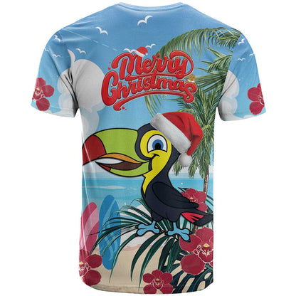 Belize Keel-billed Toucan Christmas T-Shirt Black Orchid Christmas Beach Vibe Graphic Tee
