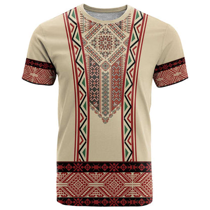 Traditional Romanian T-Shirt With Red Traditional Embroidery Patterns Graphic Tee