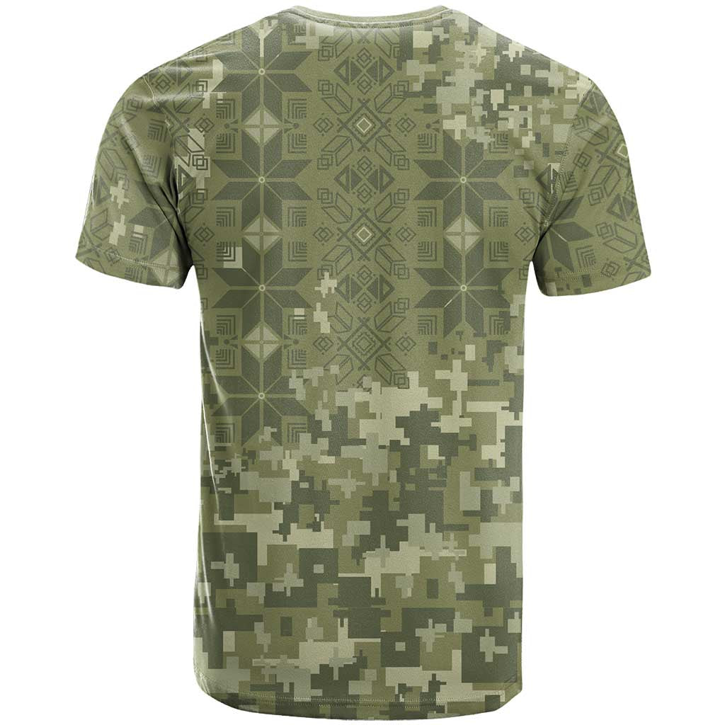 Ukraine Military Vyshyvanka Pattern T-Shirt Tryzub Emblem Tactical Style Graphic Tee