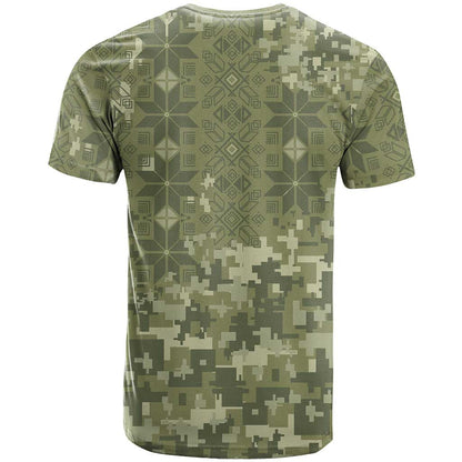 Ukraine Military Vyshyvanka Pattern T-Shirt Tryzub Emblem Tactical Style Graphic Tee