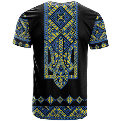 Ukraine Bandura Vyshyvanka Pattern T-Shirt Ukrainian Heritage Folk Black Version Graphic Tee