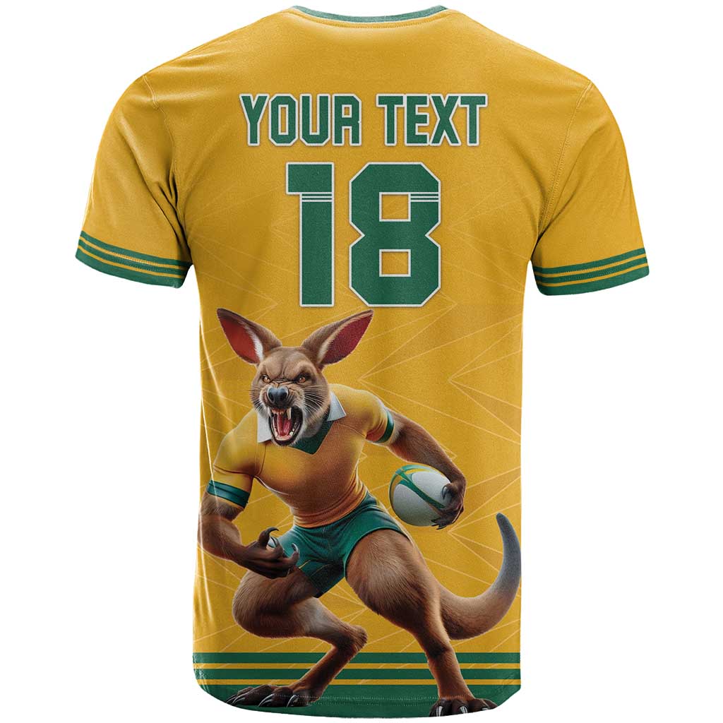 Custom Australia Rugby T-Shirt Wallabies Mascot Sporty Style Graphic Tee