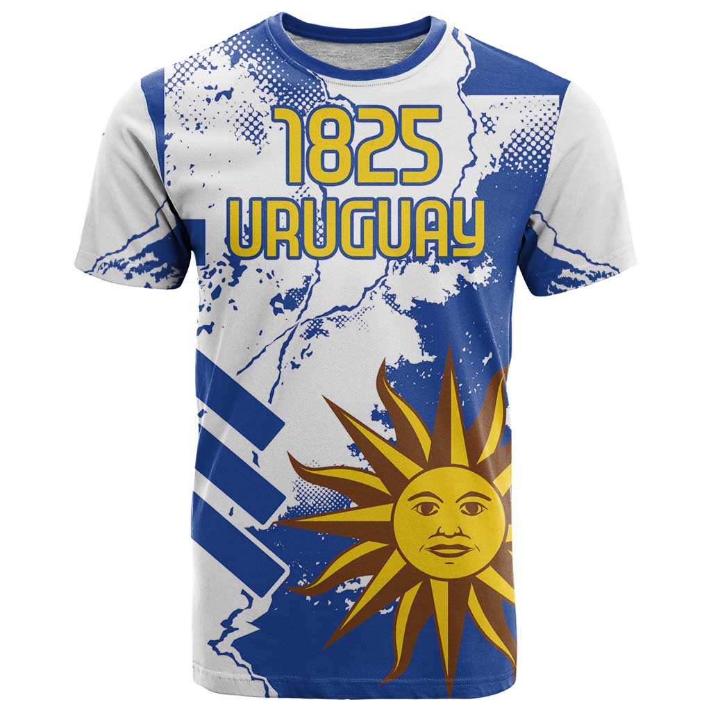 Custom Uruguay Independence Day T-Shirt Sol de Mayo With Grunge Urban Graphic Tee