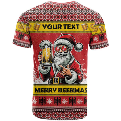 Personalized Germany Christmas T-Shirt Santa Claus Merry Beermas Graphic Tee