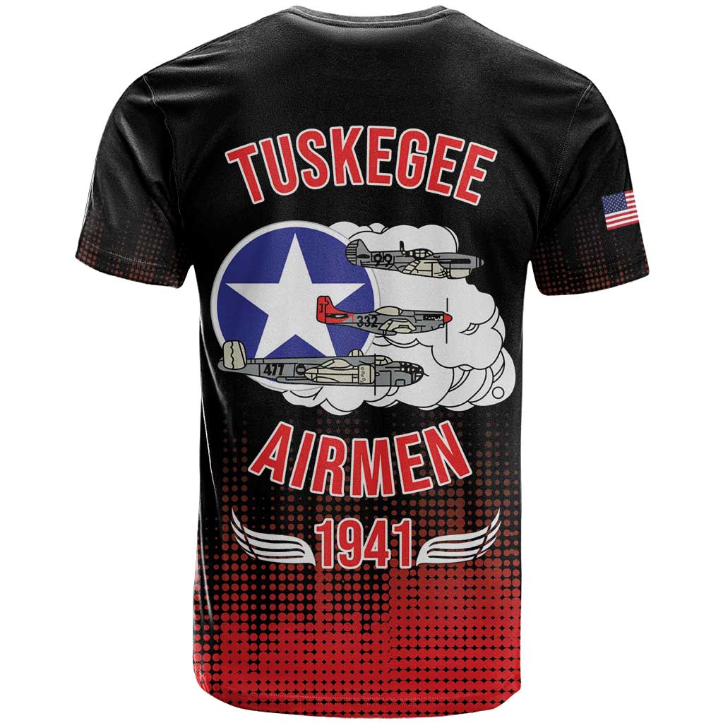 Tuskegee Airmen Red Tails T-Shirt 332nd Fighter Group WWII Tribute Black Style Graphic Tee