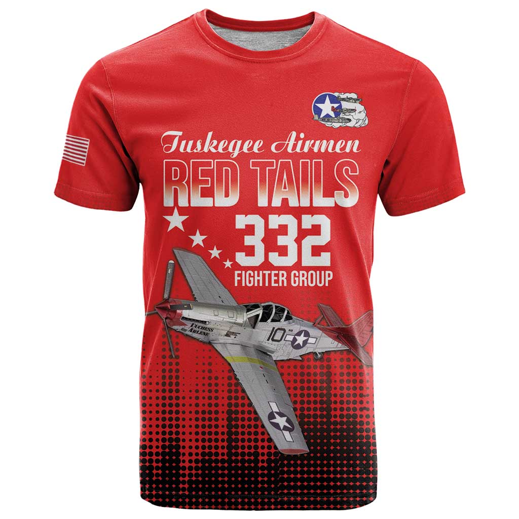 Tuskegee Airmen Red Tails T-Shirt 332nd Fighter Group WWII Tribute Red Style Graphic Tee