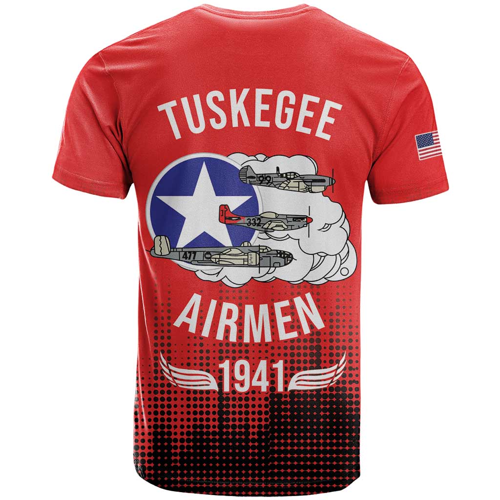 Tuskegee Airmen Red Tails T-Shirt 332nd Fighter Group WWII Tribute Red Style Graphic Tee