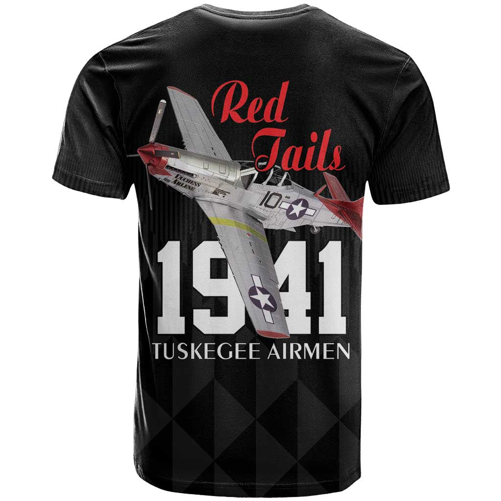 Tuskegee Airmen Red Tails T-Shirt African American Pilots Heritage Black Style Graphic Tee