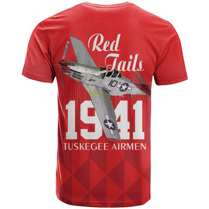 Tuskegee Airmen Red Tails T-Shirt African American Pilots Heritage Red Style Graphic Tee