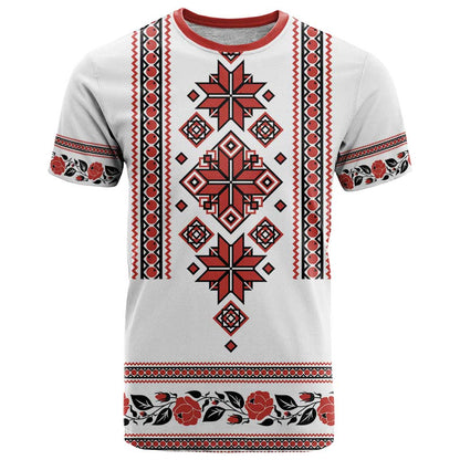 Ukraine Unity Day T-Shirt The Trident With Folk Pattern Graphic Tee