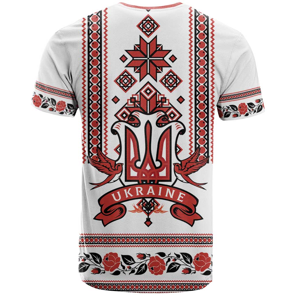 Ukraine Unity Day T-Shirt The Trident With Folk Pattern Graphic Tee