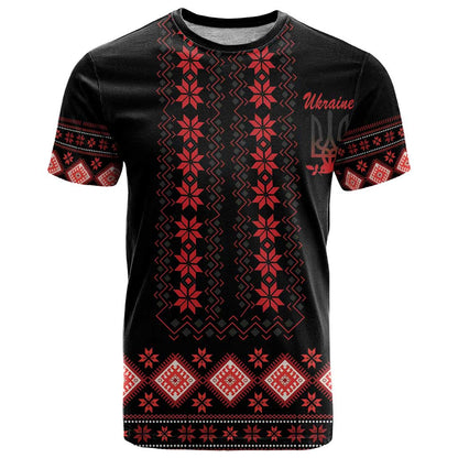 Red Ukraine Folk Patterns T-Shirt Graphic Tee