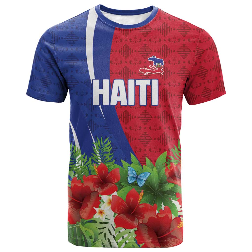 Personalized Afro-Haitians Tropical T-Shirt Fleur-De-Lis Veves Motif Graphic Tee