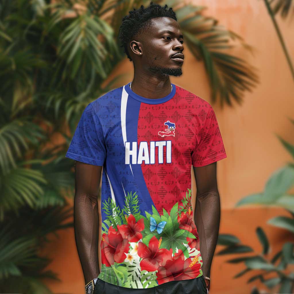 Personalized Afro-Haitians Tropical T-Shirt Fleur-De-Lis Veves Motif Graphic Tee
