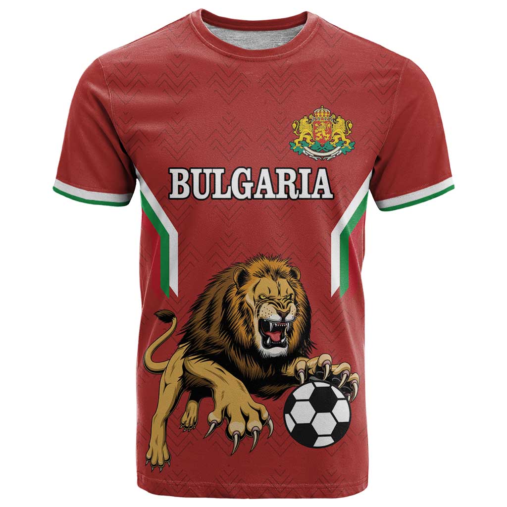 Custom Bulgaria Football T-Shirt The Lions Come Champions Red Version Graphic Tee