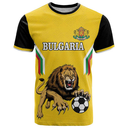 Custom Bulgaria Football T-Shirt The Lions Come Champions Yellow Version Graphic Tee