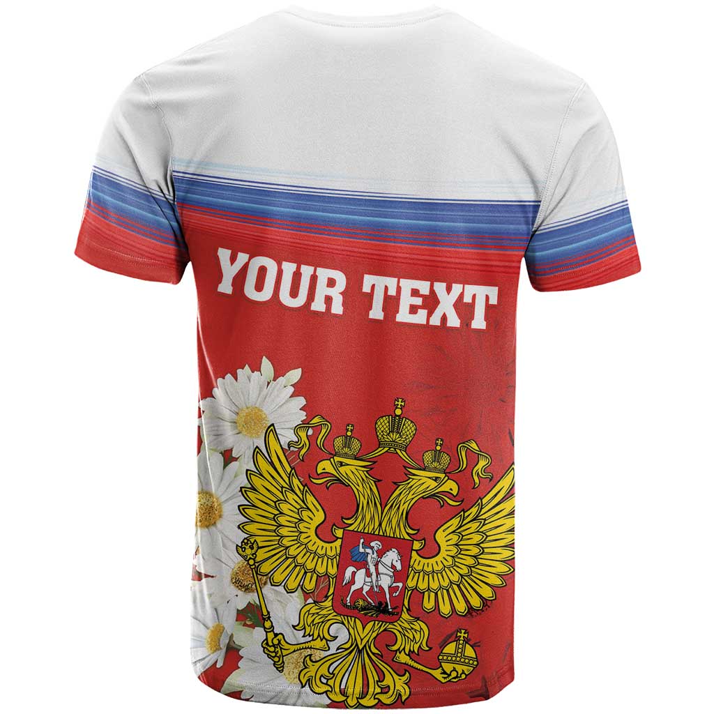 Personalized Russia T-Shirt Coat Of Arms With Chamomile Flower Graphic Tee