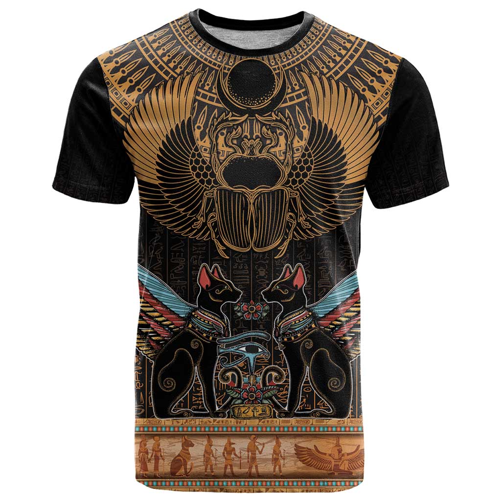 The Scarab Beetle T-Shirt Egyptian Hieroglyphs Alphabet Graphic Tee
