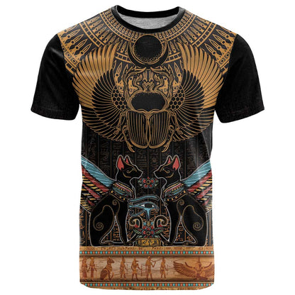 The Scarab Beetle T-Shirt Egyptian Hieroglyphs Alphabet Graphic Tee