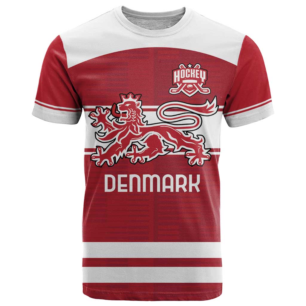 Custom Denmark Hockey T-Shirt Danish Lions Graphic Tee