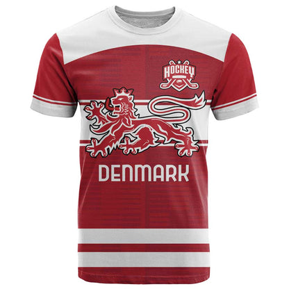 Custom Denmark Hockey T-Shirt Danish Lions Graphic Tee
