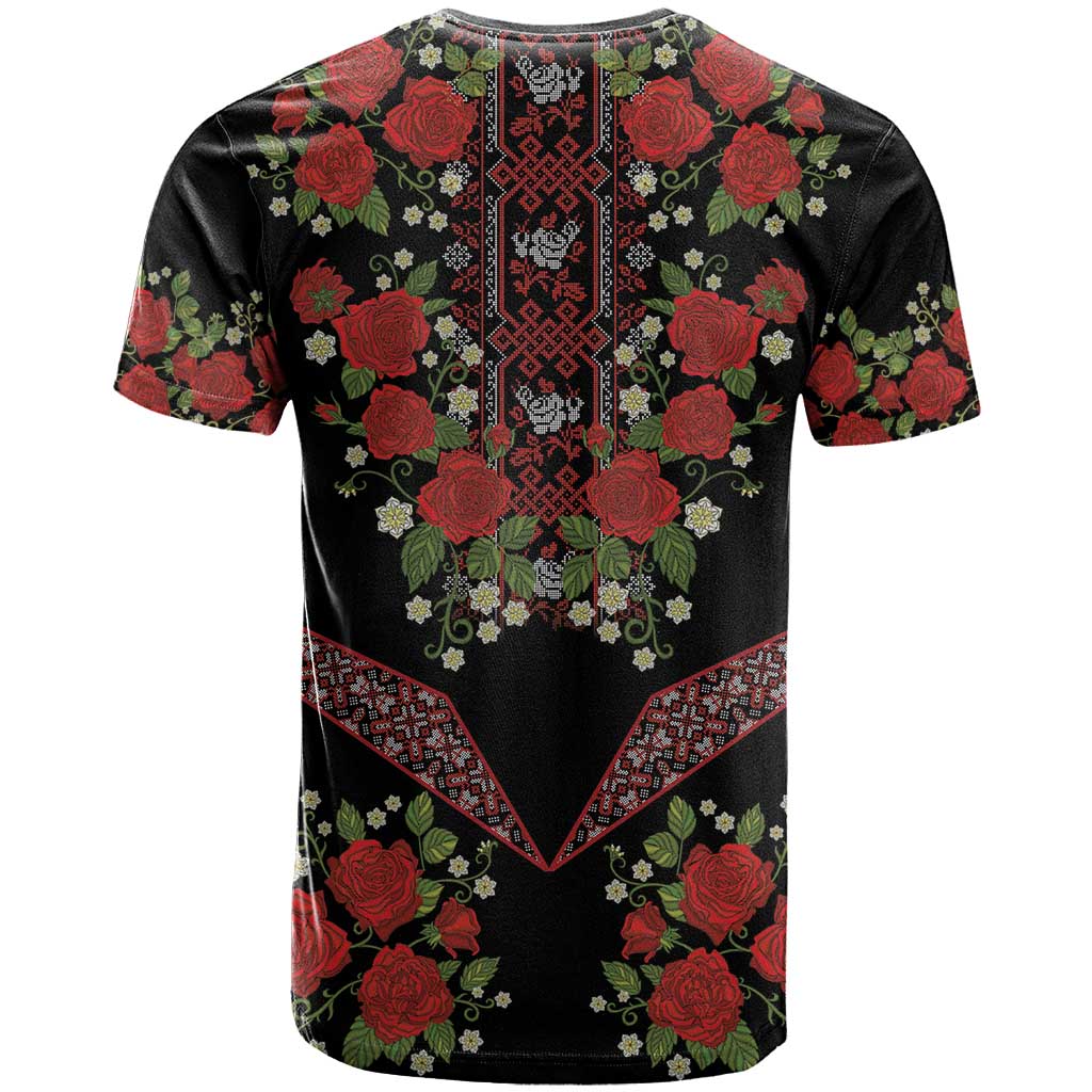Traditional Ukrainian Costume T-Shirt Red Floral Embroidery Style Graphic Tee