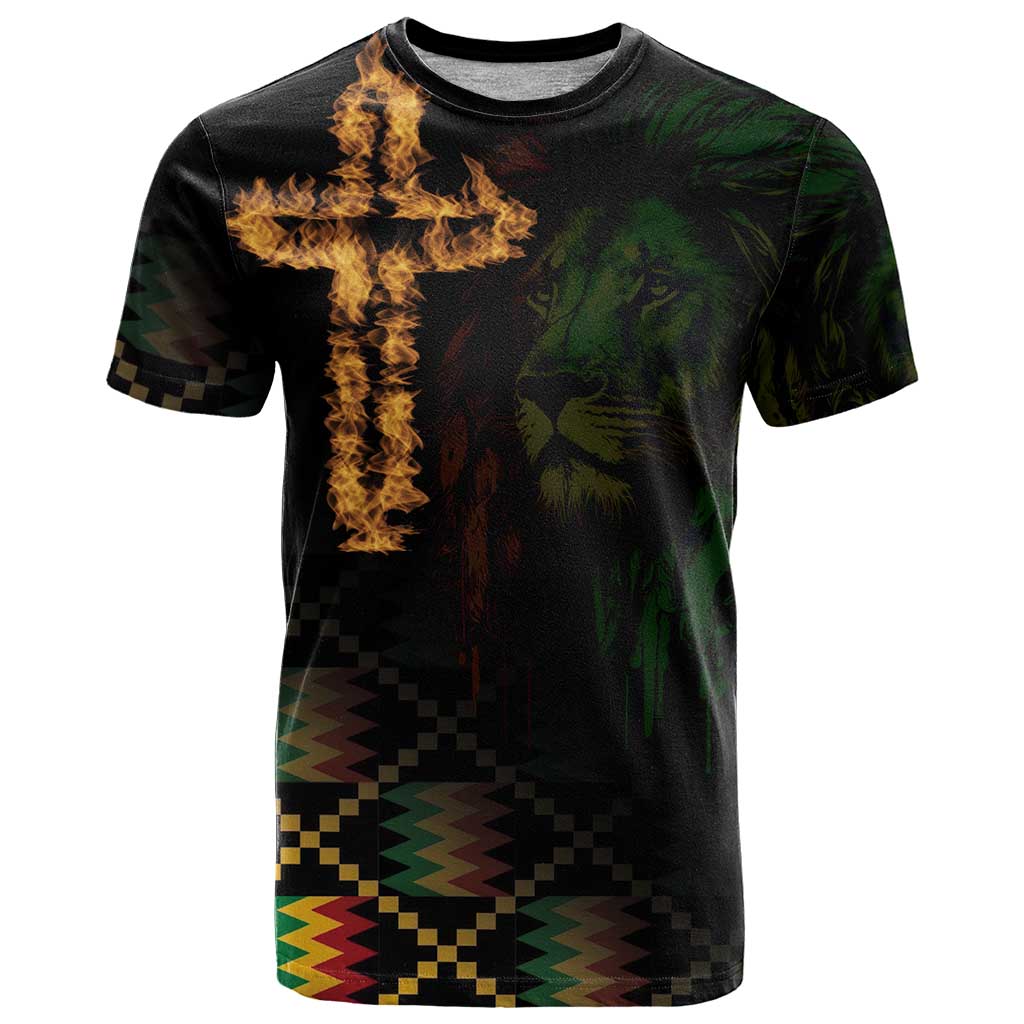 Happy Meskel Celebration T-Shirt Cross Fire And Lion Flag Color Graphic Tee