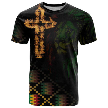 Happy Meskel Celebration T-Shirt Cross Fire And Lion Flag Color Graphic Tee