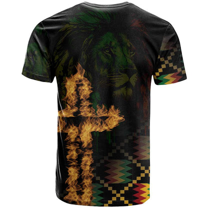 Happy Meskel Celebration T-Shirt Cross Fire And Lion Flag Color Graphic Tee