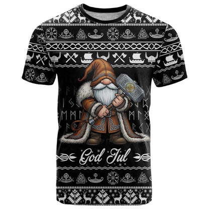 Viking Gnome Christmas T-Shirt Nordic Xmas Spirit Pattern Graphic Tee