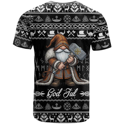 Viking Gnome Christmas T-Shirt Nordic Xmas Spirit Pattern Graphic Tee