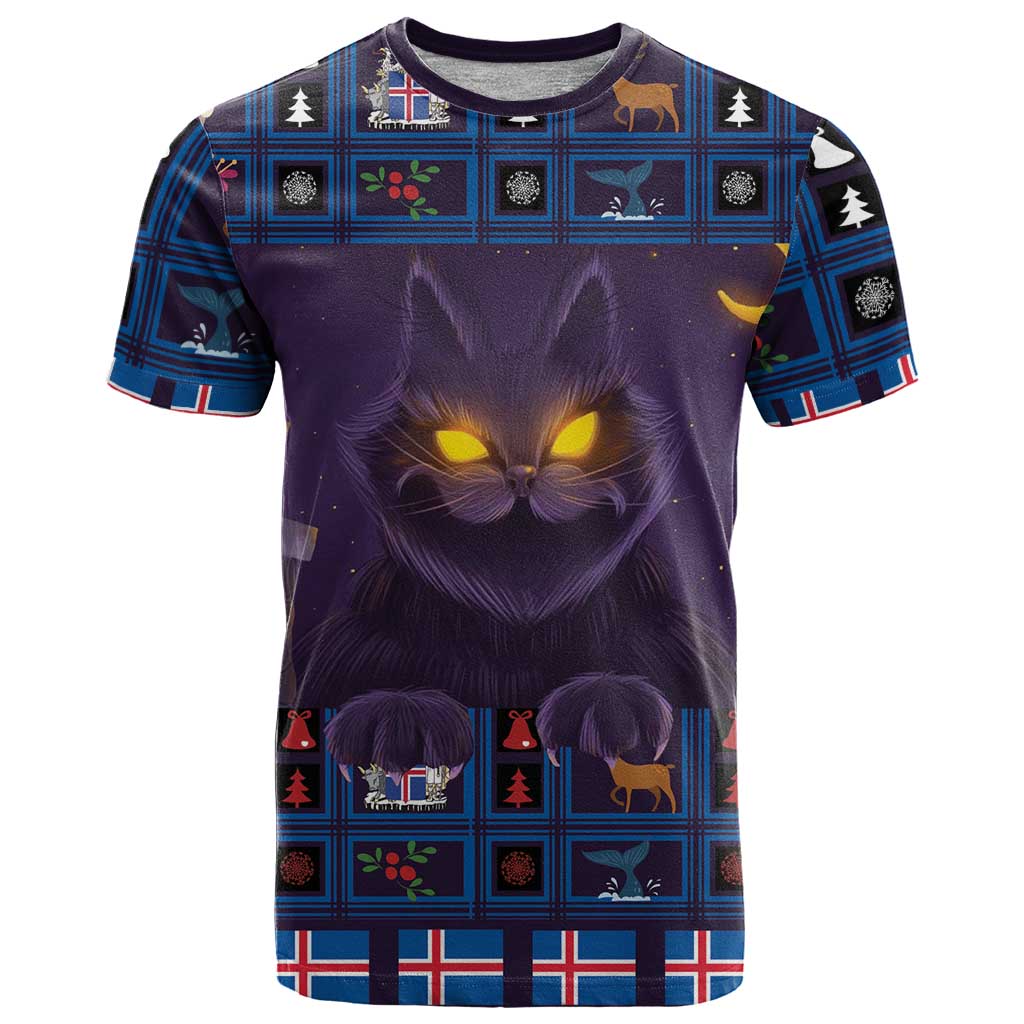 Iceland Christmas T-Shirt Yule Cat Christmas Lightning Art Graphic Tee