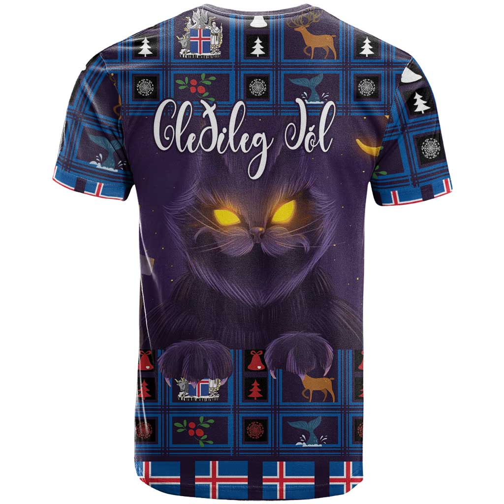 Iceland Christmas T-Shirt Yule Cat Christmas Lightning Art Graphic Tee