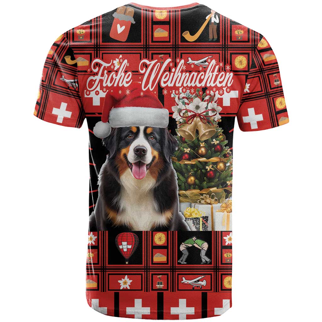 Merry Christmas Bernese Mountain Dog T-Shirt Switzerland Symbols - Lightning Art Graphic Tee