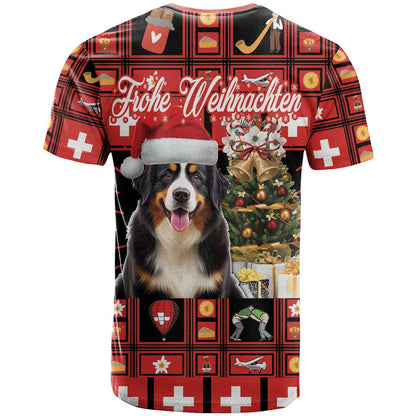 Merry Christmas Bernese Mountain Dog T-Shirt Switzerland Symbols - Lightning Art Graphic Tee