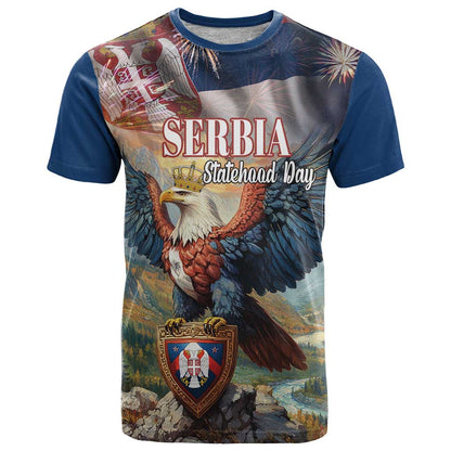Serbia Eagle Statehood Day T-Shirt Only Unity Saves The Serbs Graphic Tee