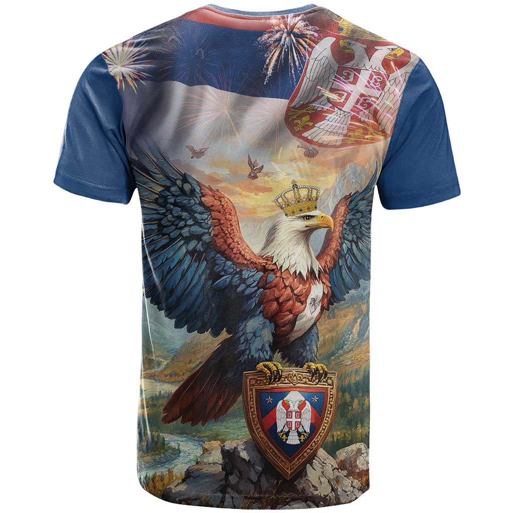 Serbia Eagle Statehood Day T-Shirt Only Unity Saves The Serbs Graphic Tee
