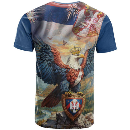 Serbia Eagle Statehood Day T-Shirt Only Unity Saves The Serbs Graphic Tee